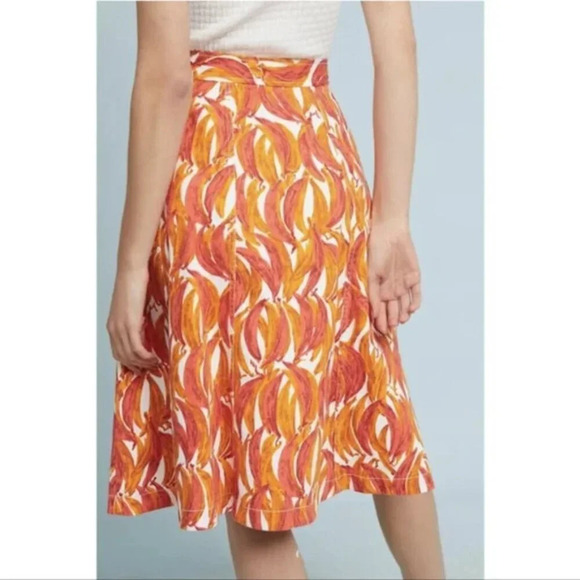 Anthro Maeve Banana Grove A-Line Midi Skirt - Picture 2 of 6